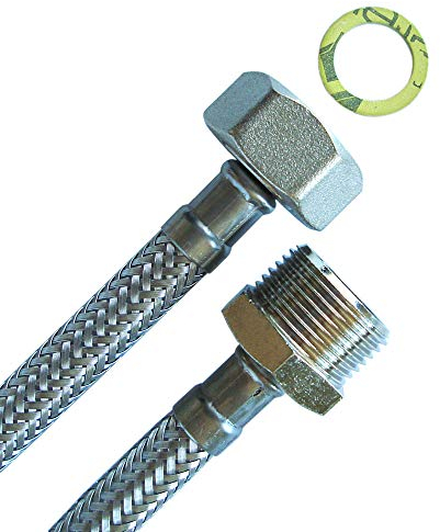 H2O-Flex® Verlängerungsschlauch 3/4 ÜM x 3/4 IG Waschmaschinen Geschirrspüler Schlauch DN8 Panzerschlauch Zulaufschlauch 200mm