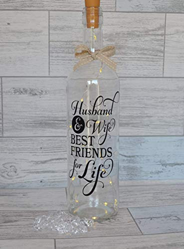 Husband & Wife Light Up Decorative Wine Bottle Wedding/Anniversary Gift
