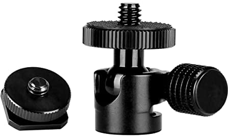Koolehaoda Mini Kugelkopf Stativkopf mit 1/4 Cold Shoe Adapter für Kamera, Stativ, Monitor, Licht - (1/4 Kugelkopf)