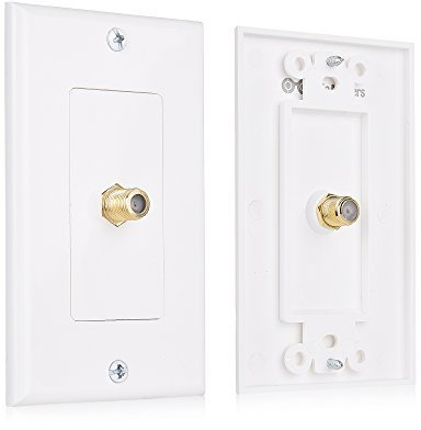 Cable Matters 2-Pack 1-Port TV Cable Wall Plate (Coax Wall Plate) in White