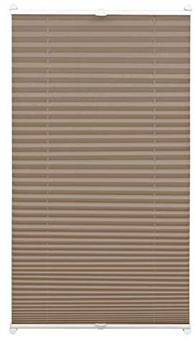 GARDINIA 32636 Plissee zum Klemmen, Blickdichtes Faltrollo, Alle Montage-Teile inklusive, EASYFIX Plissee verspannt mit Zwei Bedienschienen, Taupe, 45 x 130 cm (BxH)
