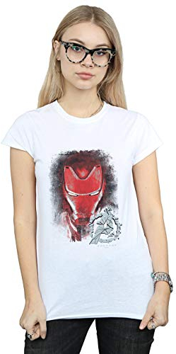 Marvel Women's Avengers Endgame Iron Man Brushed T-Shirt White X-Large