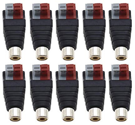 YINETTECH Press Type Speaker Phono Wire RCA Connector Female to AV 2 Screw Terminal Female Audio Video Balun Spring Press Plug Jack For Monitoring Equipment, Home Theater, Background Music etc