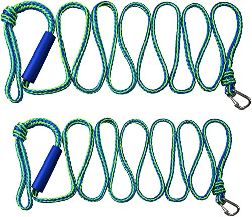 PWC Dock Line Rope 2PCS Mooring Anchor Boat Dock Line AMarine Rope Tow Ropes with Clip and Loop for Jet Ski Watercraft Boat Kayaking(2.1M-10mm-2pcs)