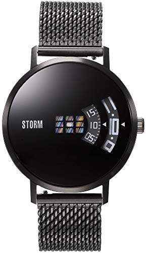 STORM London Remi V2 Mesh Slate, Herrenuhr, Edelstahlgehäuse, 5 bar Wasserdicht, rotierende Scheiben als Uhrzeiger, Mineralglas, 47460/SL