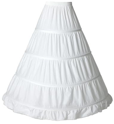 BEAUTELICATE Damen Reifrock Brautkleid A-Linie Petticoat Unterröcke Baumwolle Lang Vintage für Hochzeit Mittelalterliche Viktorianische Kleid Karneval Cosplay (Elfenbein, 42-44)