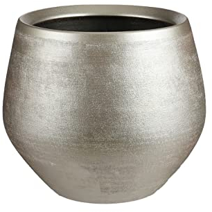 MICA Decorations Douro Pot de Fleurs Terre Cuite Rond doré 25 x Ø 29 cm - Pot de Plante Extra Large