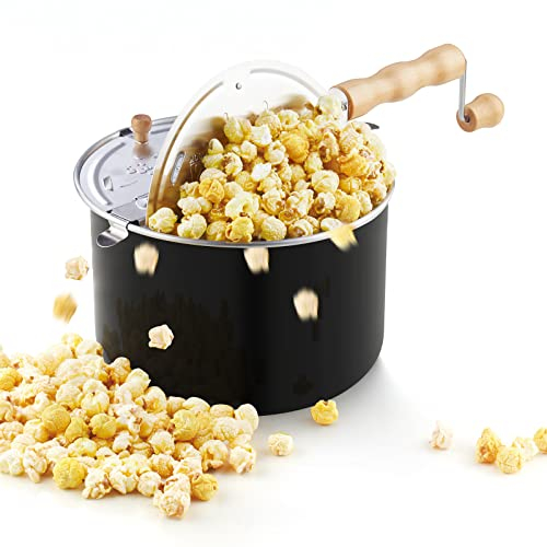 Cook N Home 02700 - Palomitas de maíz de aluminio de 6 cuartos de galón, color negro