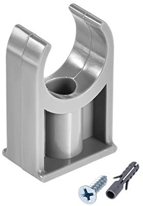 sourcing map PVC Pipe Clamps Clips 20mm, Fit for 20mm/0.79 OD TV Trays Tubing Hose Hanger Support Pex Tubing, W Mounting Screws Grey 20Pcs