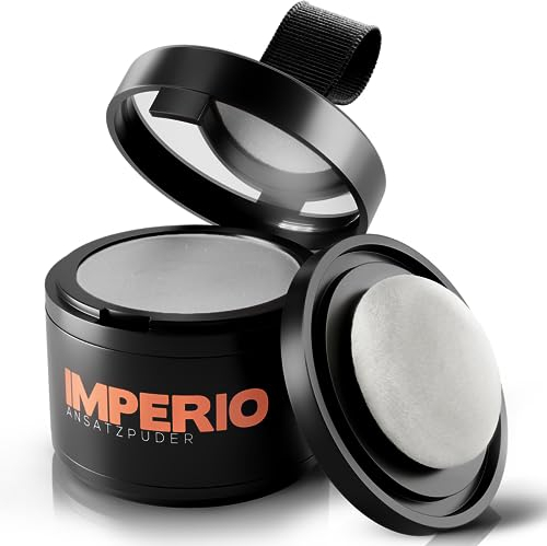 IMPERIO Ansatzpuder - Haar Concealer zur Haarverdichtung für Frauen und Männer, wasserfestes Haar Make-up zum Ansatz kaschieren - 4g (Hellgrau)