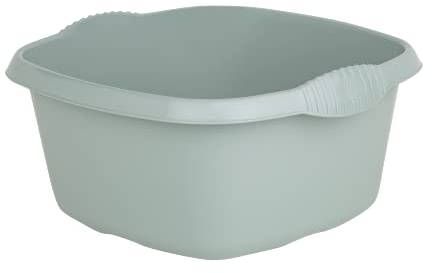 M1SS 32cm Plastic Square Washing Up Bowl Sink Tidy Basin Mixing Kitchen Caddy 9L Litre Serving Bowls (Silver Sage)