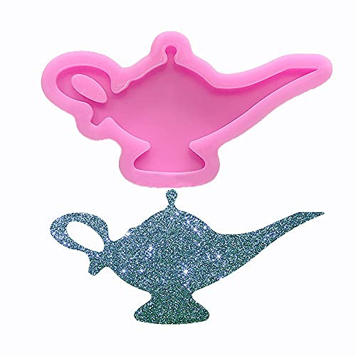 Shiny Glossy Genie Lam and Teapot Shape Silicone Molds for DIY Craft Keychain Polymer Clay Mold Necklace Epoxy Pendant Jewellery Resin Crafting Making Backpack Cake Decor Fondant Mould