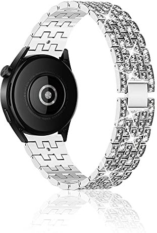 Niboow 22mm Strap for Xiaomi Watch S4/Redmi Watch5 Active/5 Lite/S4 Sport/S1 Pro, Diamond Metal Watch Bands for Huawei Watch 5/Watch4 46mm/4 Pro 48mm/GT 5 Pro/GT 4 46mm/Amazfit Bip 6 - Sliver