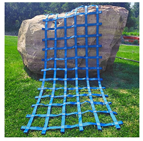 Kletternetz Kinder Schaukel,Netz für Spielplatz,Kletternetz Outdoor Baumhaus Schutznetz Frachtnetzes Kletterseilleiter Ninja Warrior Slackline Climbing Cargo Net,Reckstange Garten,Blau