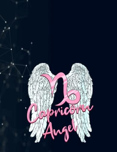 Capricorn Angel Zodiac Sign with Angel Wings for Women Notebook 130 Pages / Large 8.5''x11''