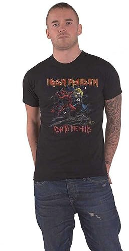 Iron Maiden T Shirt Number of The Beast Run to The Hills Distress Official Mens Large Black