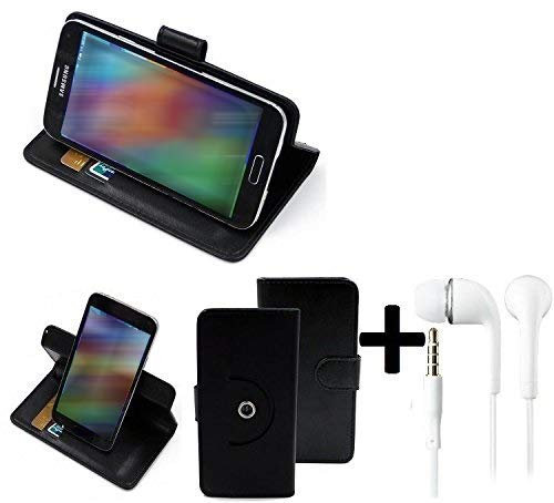 K-S-Trade Housse pour ZTE Axon 30 Ultra Compatible avec ZTE Axon 30 Ultra Housse Protection 360° Sacoche Couvercle Étui Cover De Smartphone Noir + Écouteurs Fonction Stand Case Wallet BookStyle -