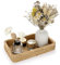 IGNPION Bandeja de ratán para servir decorativa, bandeja de almacenamiento, bandeja de almacenamiento para tanque de inodoro, bandeja organizadora de escritorio para cocina, maquillaje, tocador,
