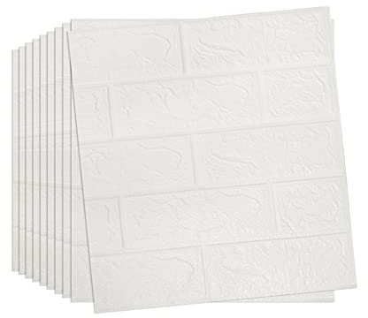Ryoizen 3D Wandpaneele Selbstklebend Wandplatten Dekoren Wandverkleidung Deckenpaneele Platten Wasserfest Paneele Wanddeko Wandtattoos für Innenbereich, Außenbereich, Geschäftsräume,Weiß