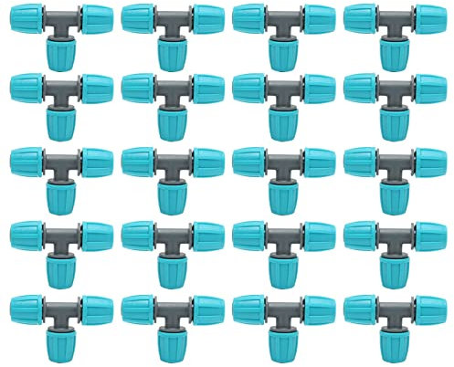 20PCS Raccordo a T per Tubi, 16MM Raccordo a T per Tubo Dell'acqua, a Prova di Perdite e Resistente Alla Corrosione, Accessori per L'irrigazione Del Tubo in PE per L'irrigazione Del Giardino (9,3X6cm)
