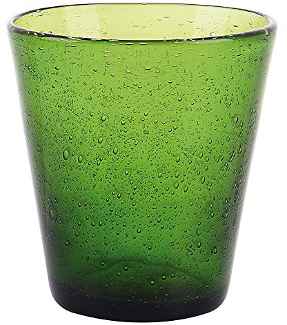 Villa d'Este Home Tivoli 5910329 Cancun Satin Wasserglas dunkelgrün aus mundgeblasenem Glas, 330ml Kapazität, 6 Stück