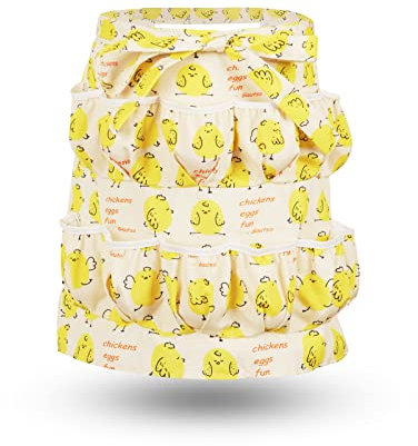 Gautsa Eierschürze für Kinder und Erwachsene, tiefe Taschen mit elastischen Verschlüssen, frische Eiersammlung, Halteschürze, Gelb für Erwachsene