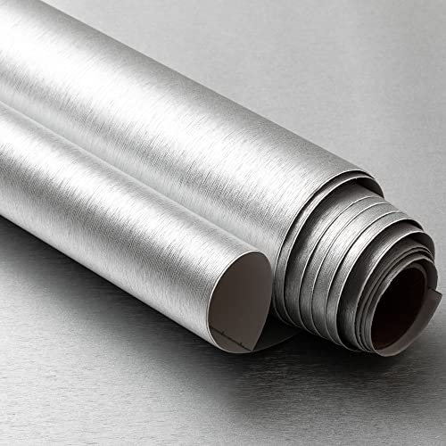 White Gold Metallic Peel and Stick Wallpaper (61cm x 200cm, Textured Shine, 2-Pack) Removable Contact Paper Vinyl for Bedroom Kitchen Countertop Fridge Bathroom