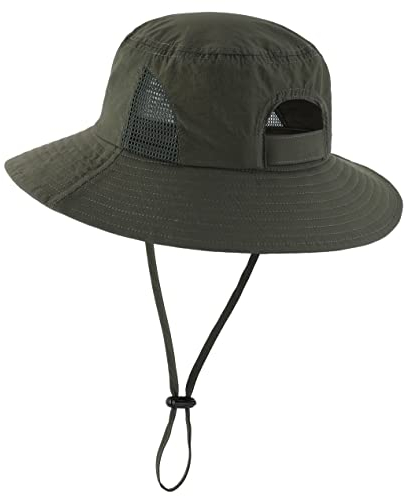 Magracy Damen-Sonnenhut, LSF 50+, breite Krempe, UV-Schutz, Safari-Hut, wasserdicht, Armee-grün, Einheitsgröße