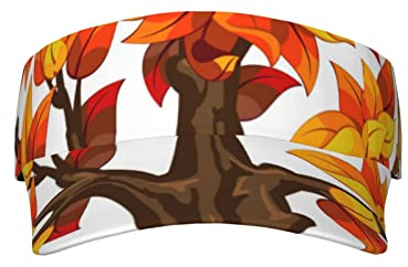 Maple Tree Pumpkins Bedruckter Sport Sonnenschutz Leerer Zylinder Hut für Sommer Sonnenschutz, Verwendet für Strand Bergsteigen und Golf Schwarz, Einheitsgröße, Schwarz, Einheitsgröße