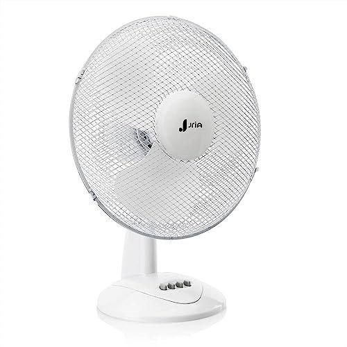 Portable Desk Fan 12 Inch Lightweight 40 Watt 3 Speed Settings Quiet Operation Wide-Angled Oscillation Airflow Adjustable Tilt Head Table Fan Ideal for Bedroom and Office (12'' Desk Fan, White)