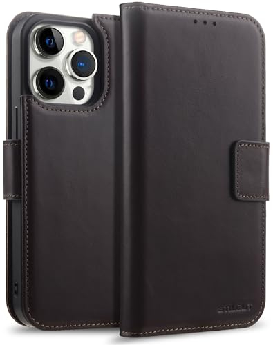 STILGUT Talis 2in1 passend für iPhone 15 Pro Max Hülle mit Kartenfach aus Leder und magnetisches abnehmbares Case, kompatibel mit MagSafe, Wallet Case, Handyhülle mit Fächern – Braun