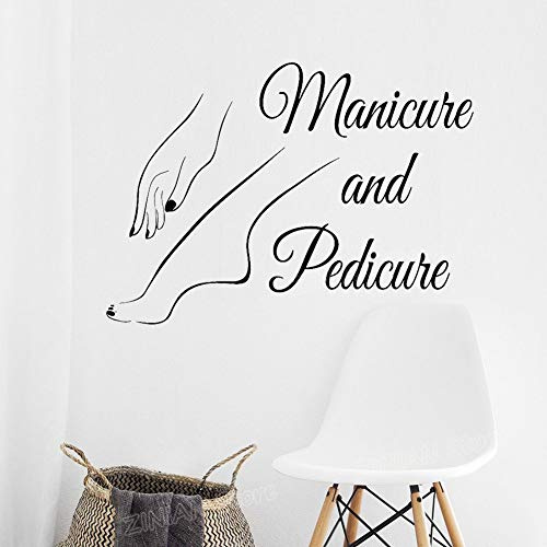 Maniküre Und Pediküre Logo Logo Wand Fenster Aufkleber Nagellack Schönheitssalon Wanddekoration Nagelstudio Kunst Applikation 59X42 Cm