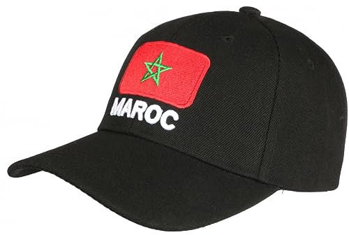 Nyls Création Casquette Maroc Noire et Rouge Drapeau Marocain Baseball - Taille Unique - Noir