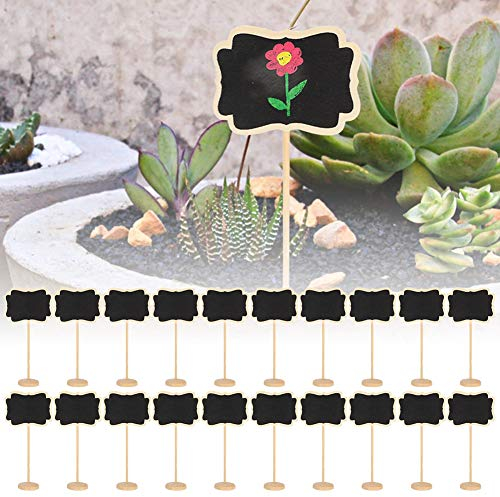 20 Stück Hölzerne Tafel, Vertikale Schrift, Pflanzen-Dekorationsschilder, Schilder mit Sockel für Garten, Hochzeit, Büro