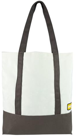 UBUYI Baumwolltasche 42x38x10 cm, 450 g/m2 Dicke Einkaufstasche Stoffbeutel, Faltbar, Lange Henkel Tragetasche, Damen Student (Braun)