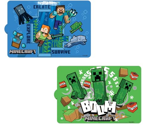 2 Stück Kompatibel zu Pixelgame Minecraft Tischunterlage Platzdeckchen Malunterlage Knetunterlage Eßunterlage (Mehrfarbig)
