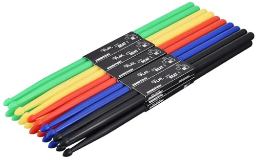 QUARKZMAN 10 Paires Poignées Antidérapantes en Plastique Nylon Modèle 5A | pour Baguettes de Batterie, avec Embout en Bois pour Instrument de Musique Percussion