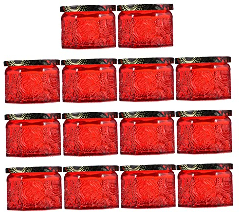 KONTONTY 14 Pz Portacandele Goffrato Barattoli Di Retrò Contenitore Per Alimenti in Vetro Stagno Per Fare Candele Barattolo Di Mini Rosso Da Tè Caramella Bicchiere