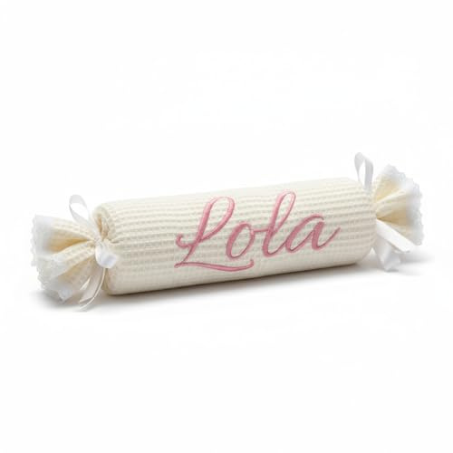 variouss Cojín Caramelo para Bebé Personalizado, Cojín en Tejido Piqué Waffle Suave, Cojín Decorativo Infantil Disponible en Amplia, Regalo para Recién Nacido (Beige)
