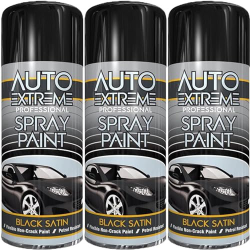 Z&A Black Satin Spray Paint 400ML - Professional Quality Spray Paint - Petrol Resistant Non Crack Painting - All Purpose Aerosol Can - Perfect Finish for Cars, Bikes, Vans, Metal and Wood (3)
