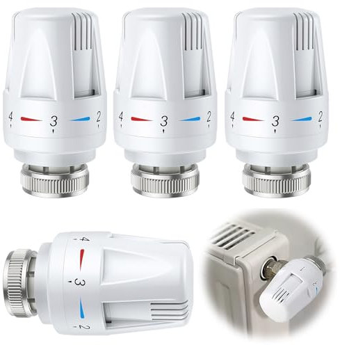 Thermostatic Radiator Head, 4 PCS TRV M30x1.5 Smart Radiator Thermostat Radiator Valve Replacement Head Thermostatic Radiator Valve Heating System Temperature Control for Home Office