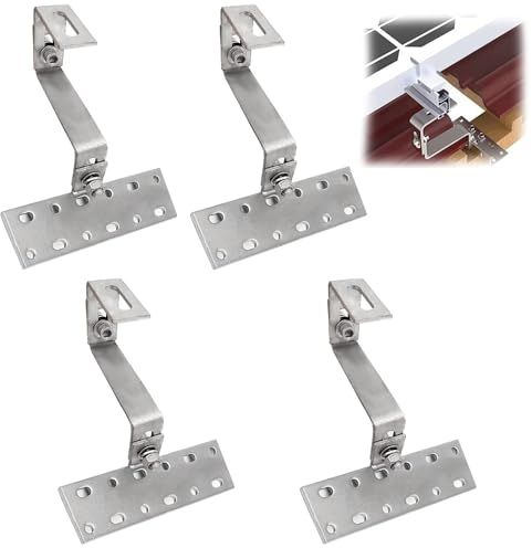 4 Pièces Crochets de Toit Niveau 4.8 Photovoltaïque, Réglables en 3 Directions, Fixation Panneau Solaire Crochets, Crochets de Toit Solaires, pour Fixation Solaire Photovoltaïque