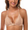 SHEKINI Women's Lace Bralette Sexy Triangular Bra Front Fastening with Removable Pads Backless Bras Plus Size Light Beige