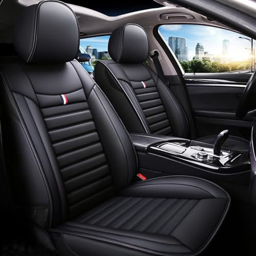 Chifeng Für Mazda CX-5 CX-60 Mazda 2 Mazda 3 Mazda 6, 5-Teiliges Set Aus Universellen Autositzbezügen Aus Leder – Atmungsaktiv,Schmutzabweisend,Verschleißfest (Schwarz)