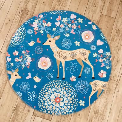 HAHII Teppich rund REH 80CM Waschbarer Rutschfester Innenteppich, geeignet für Wohnzimmer, Schlafzimmer, Kinderspielzimmer