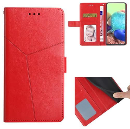 bojioderf Compatible avec ASUS Smartphone for Snapdragon Insiders 5G Coque,Compatible avec ASUS Smartphone for Snapdragon Insiders 5G Flip Kickstand Fermeture magnétique Fente pour Cartes Red