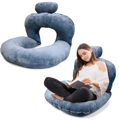 Gugxiom Läskudde, avtagbar kudde för att skydda midja och nacke, U-formad uppresningskudde för vuxna och barn för vila, läsning, amning, lek och avkoppling