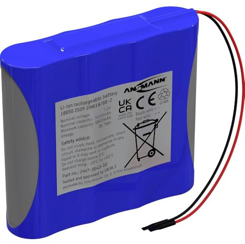 Ansmann 2S2P Akkupack 4X 18650 Kabel Li-Ion 7.2 V 5100 mAh