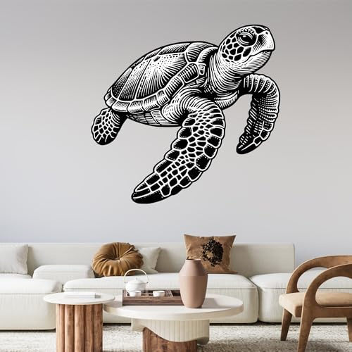 GRAZDesign Wandtattoo Schildkröte Schwarz groß für Badezimmer, Wohnzimmer, Kinderzimmer - 40cm