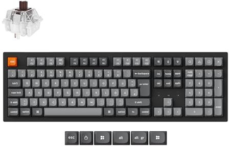 Keychron K10 Max Kabellose Mechanische Tastatur,DE-ISO Layout QMK 2.4 GHz Bluetooth Vollgröße Hot Swap RGB Kompatibel mit Mac Windows Linux Brown Switches